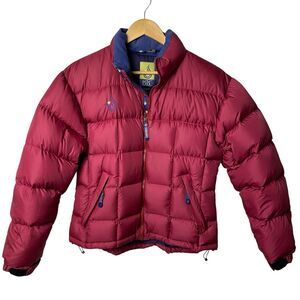 Isis Women’s Down Puffer Jacket Size 8 Burgundy 650 Fill Goose Down Zip Quilted